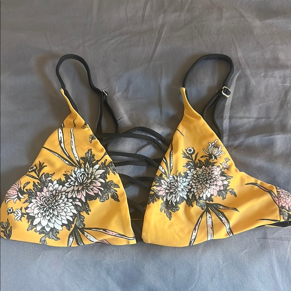 Floral Yellow Bikini Top